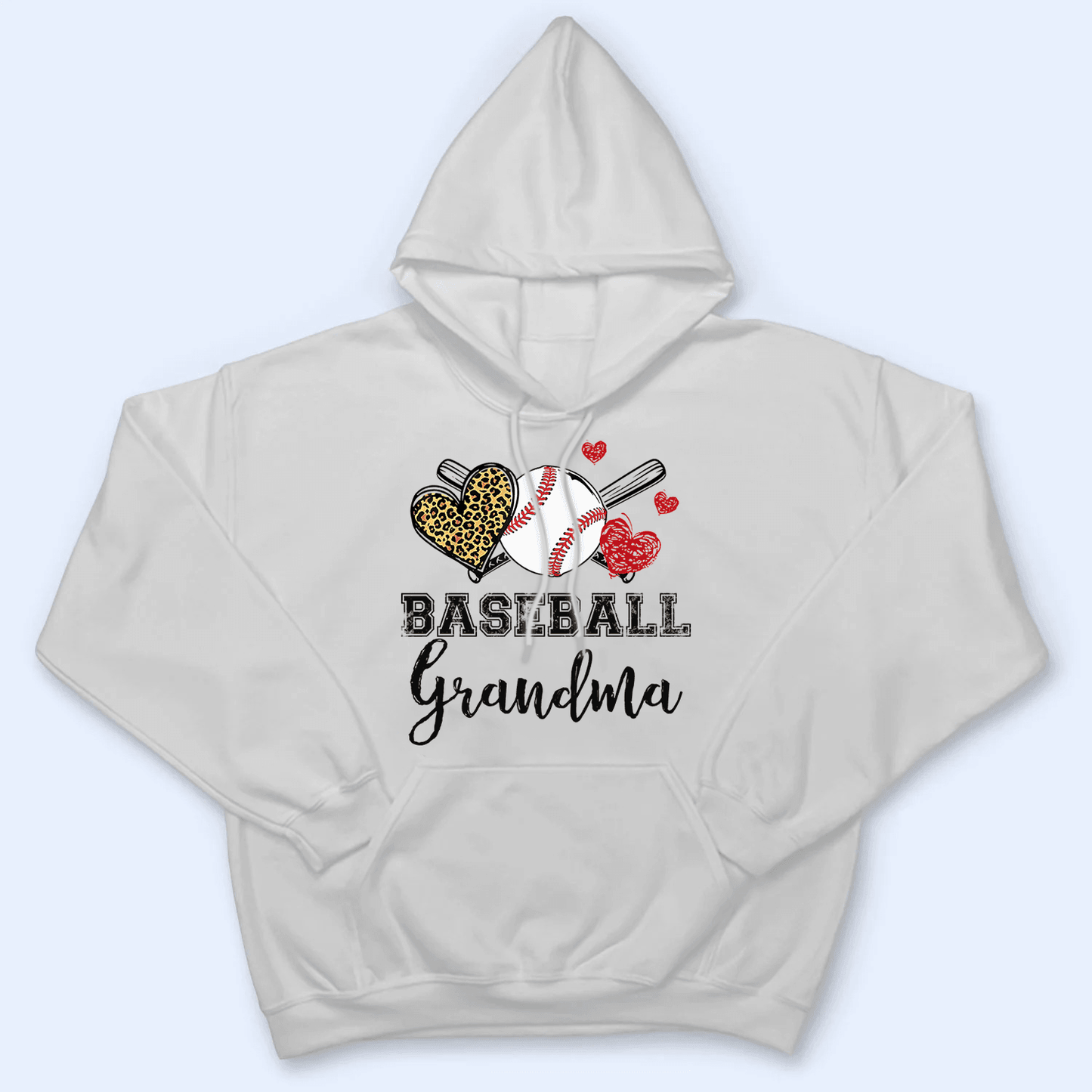 Baseball Grandma Leopard Heart - Personalized Custom T Shirt - Gift for Grandma/Nana/Mimi, Mom, Wife, Grandparent