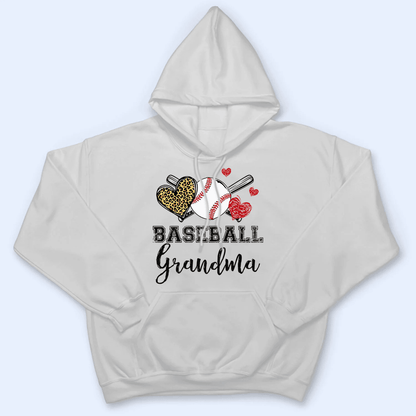 Baseball Grandma Leopard Heart - Personalized Custom T Shirt - Gift for Grandma/Nana/Mimi, Mom, Wife, Grandparent
