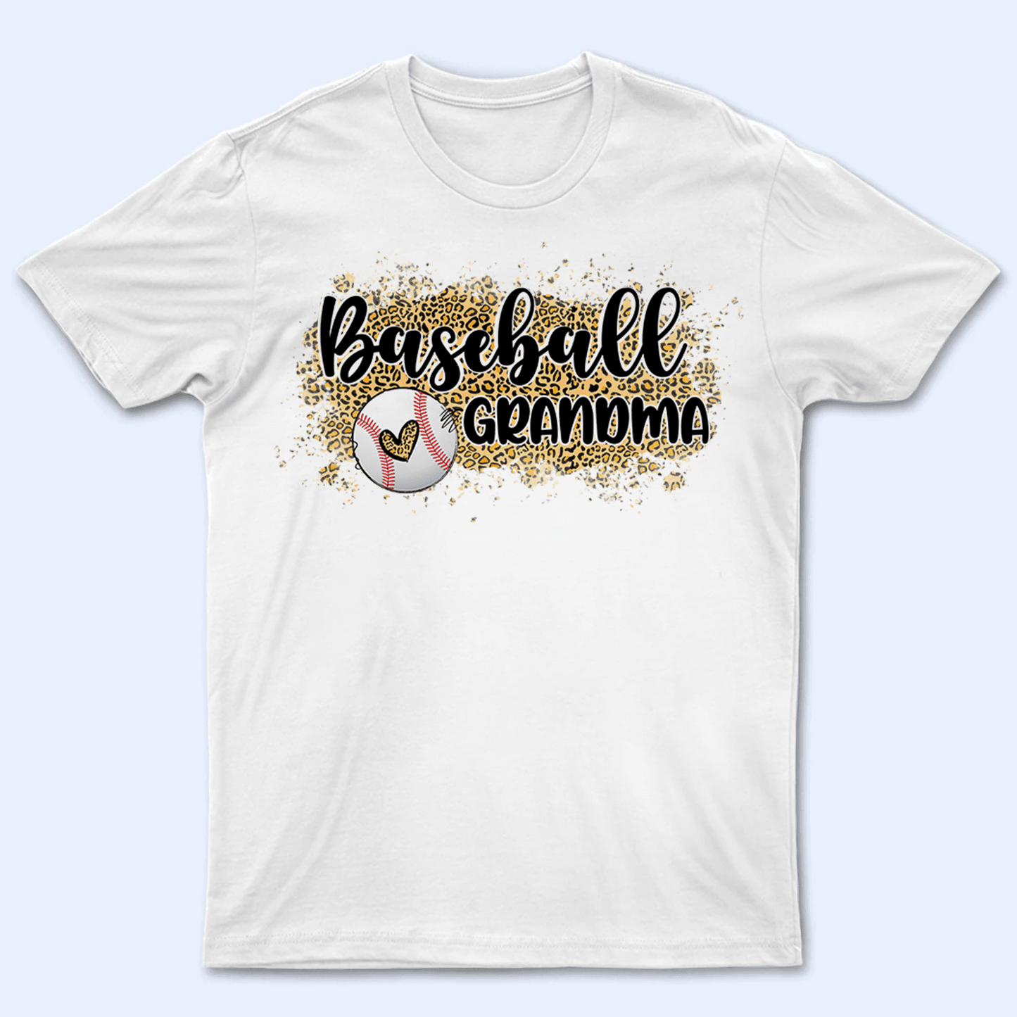 Baseball Grandma Leopard - Personalized Custom T Shirt - Gift for Grandma/Nana/Mimi, Mom, Wife, Grandparent