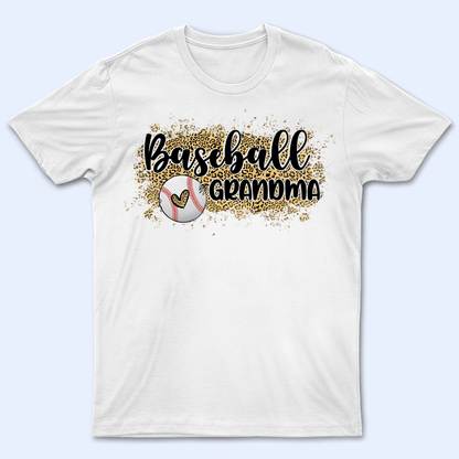 Baseball Grandma Leopard - Personalized Custom T Shirt - Gift for Grandma/Nana/Mimi, Mom, Wife, Grandparent