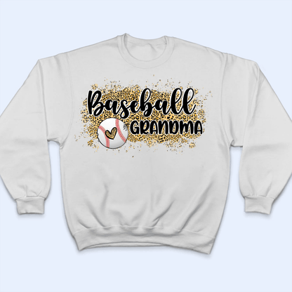Baseball Grandma Leopard - Personalized Custom T Shirt - Gift for Grandma/Nana/Mimi, Mom, Wife, Grandparent