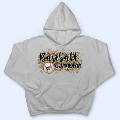 Baseball Grandma Leopard - Personalized Custom T Shirt - Gift for Grandma/Nana/Mimi, Mom, Wife, Grandparent