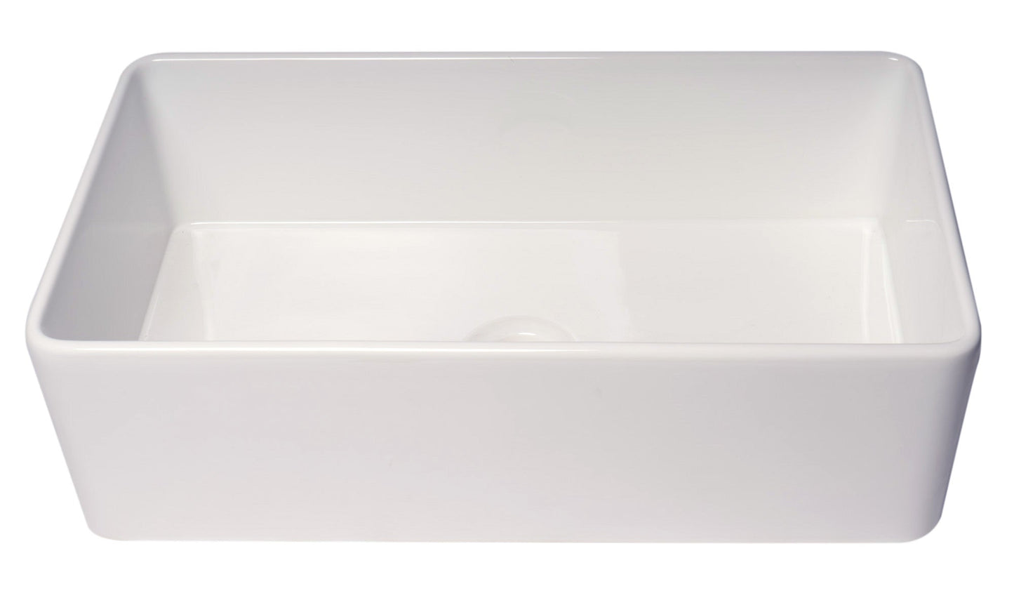 ALFI brand ABF3318S Smooth Apron 33" x 18" Single Bowl Fireclay Farm Sink