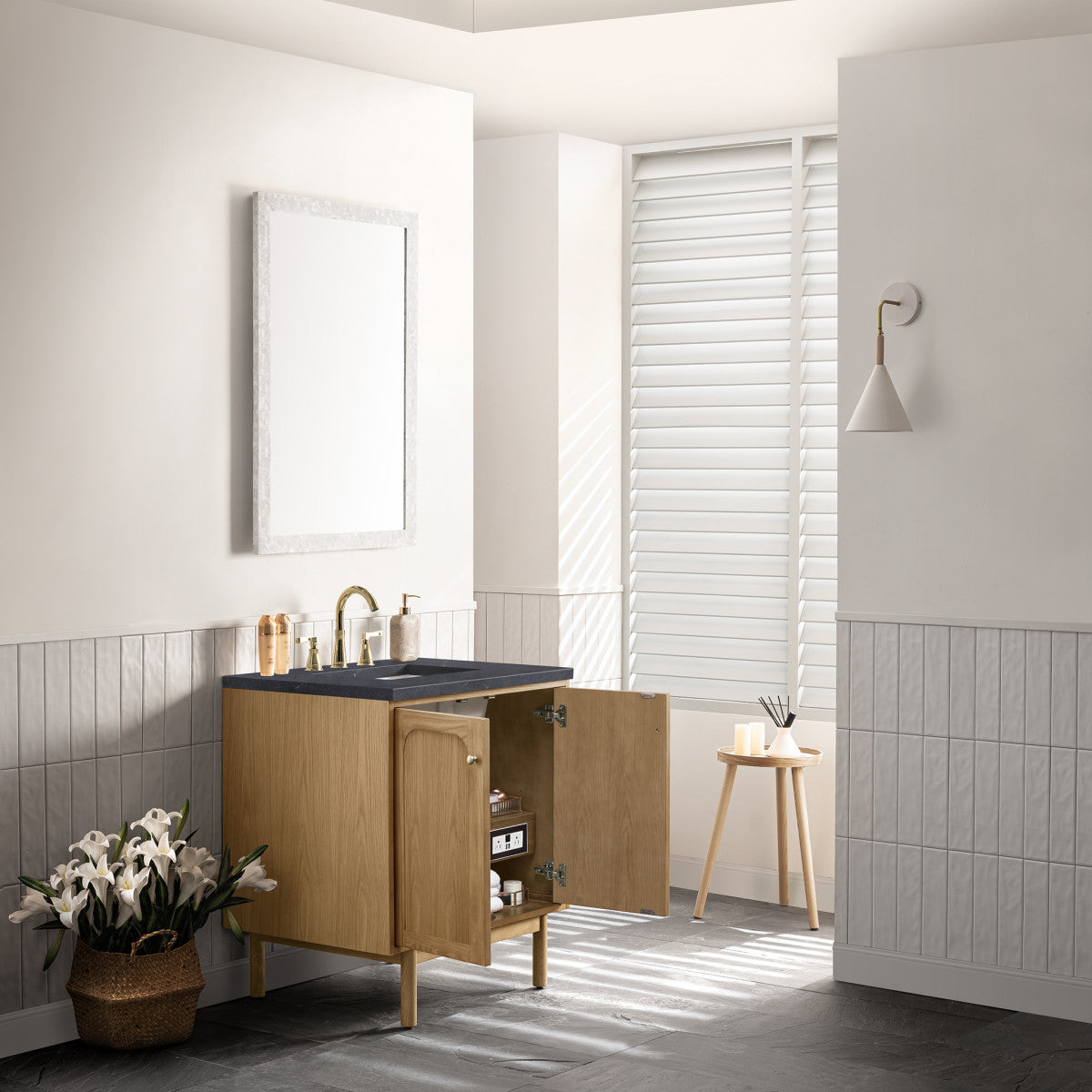 Laurent 30" Single Vanity Cabinet, Light Natural Oak