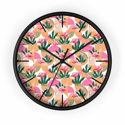2882Time™ Retro Pink Flamingo Geometric Clock