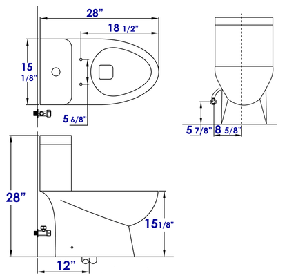 EAGO TB346 MODERN DUAL FLUSH ONE PIECE  HIGH EFFICIENCY LOW FLUSH CERAMIC TOILET
