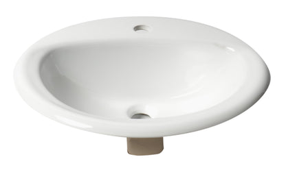 ALFI brand  ABC802 White 21" Oval Drop In Ceramic Sink with Faucet Hole