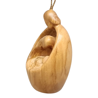 Modern Style Nativity Scene Ornament - Olive Wood - 3 Inch
