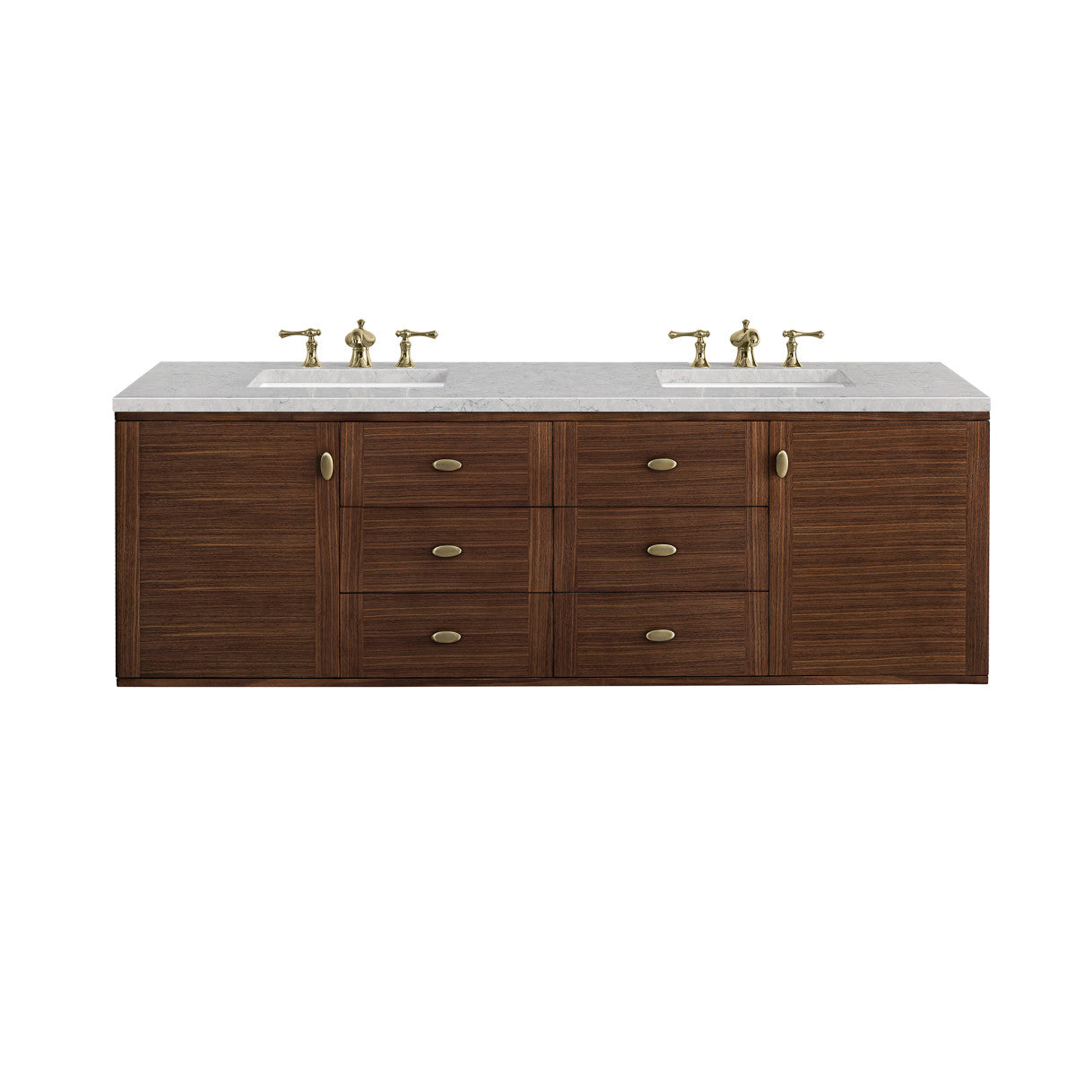 Amberly 72" Double Vanity Cabinet, Mid-Century Walnut