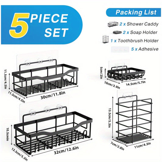 Rustproof WallMounted Stainless Steel Bathroom Shelf Set