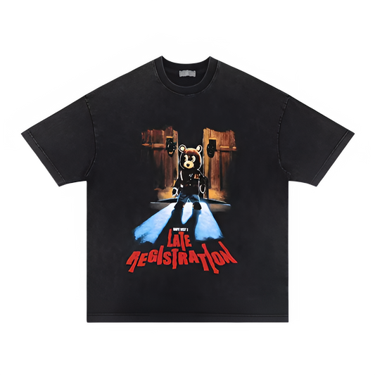Spring summer new product the same drop-out bear print short-sleeved T-shirt man