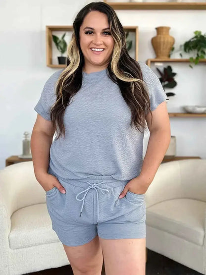 Texture Short Sleeve T Shirt and Shorts Set