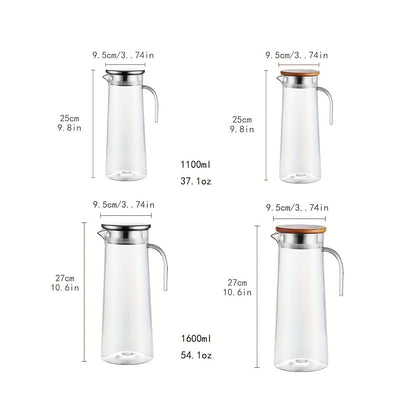 1pc, Water Pitcher With Lid, 37.1oz/54.1oz Heavy Duty Drink Picher,