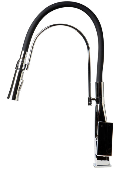ALFI brand ABKF3023 Square Kitchen Faucet with Black Rubber Stem
