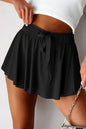 Light Green Drawstring High Waist Lined Tennis Skort