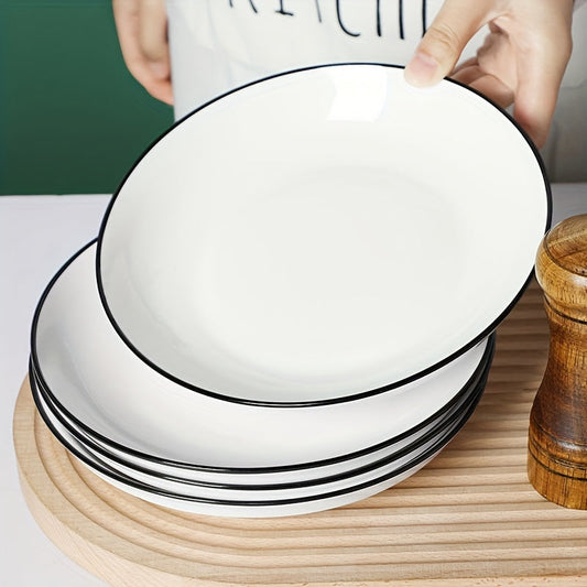 Set of 4 Simple White 8Inch Dinner Plates