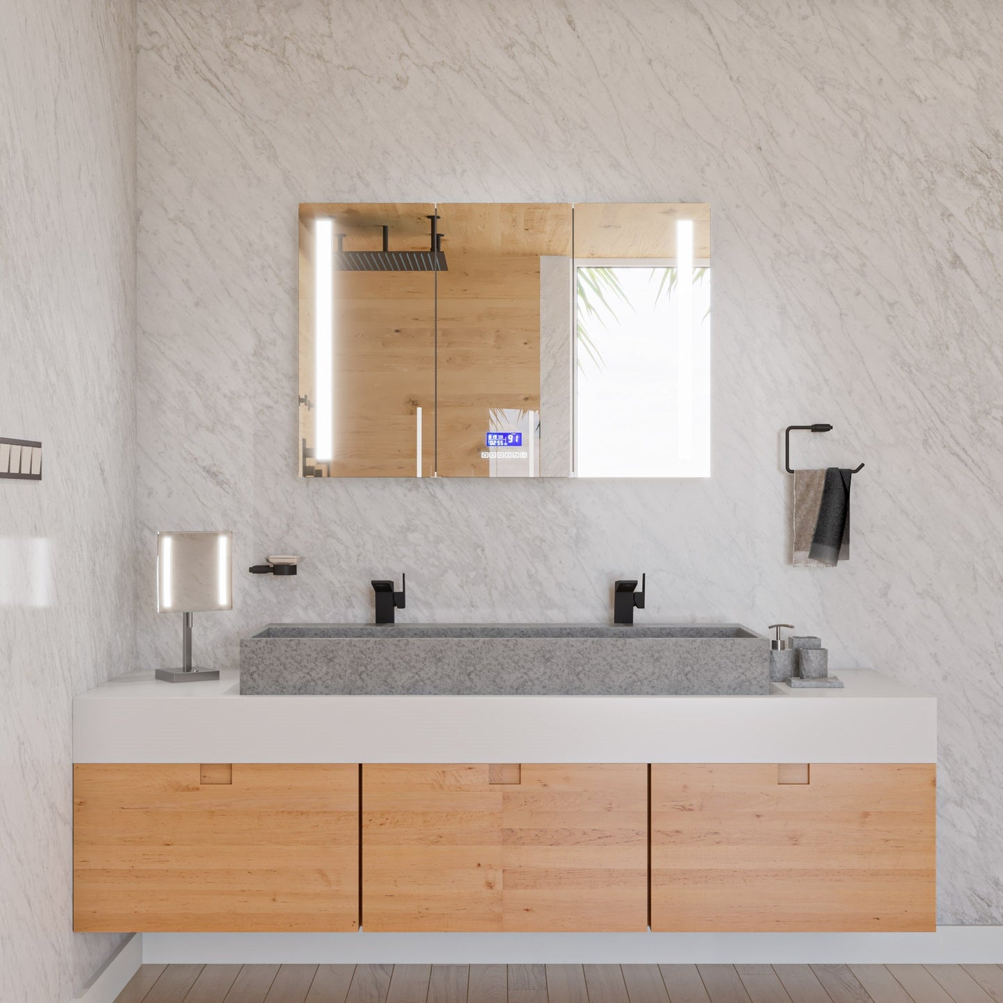 ALFI brand  ABCO48TR 48" Solid Concrete Gray Matte Trough Sink for the Bathroom