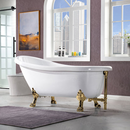 WOODBRIDGE 67" Heavy Duty Acrylic Slipper Clawfoot Bath Tub