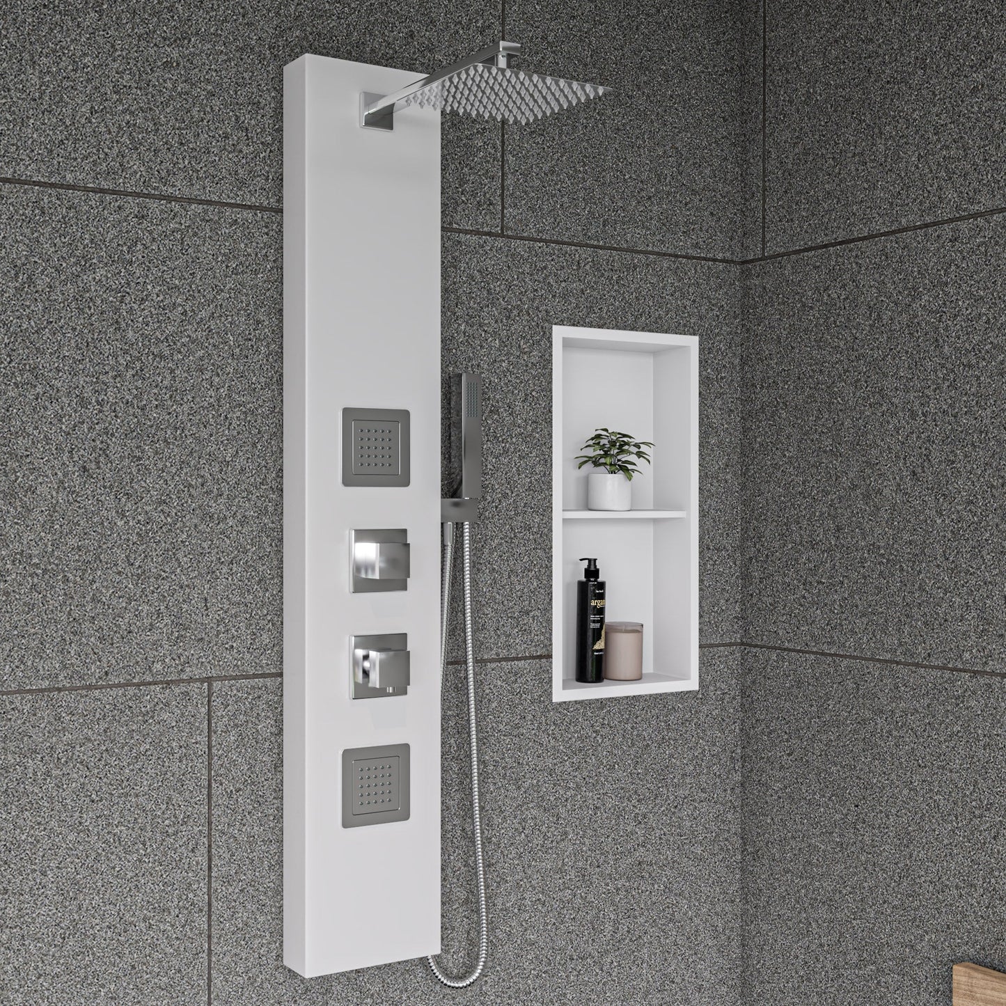 ALFI brand ABNC1224 12 x 24  Vertical Double Shelf Bath Shower Niche