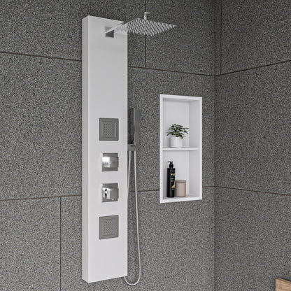 ALFI brand  ABSP60W White Aluminum Shower Panel with 2 Body Sprays and Rain Shower Head