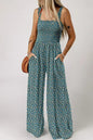 Purple Floral Square Neckline Stretch High Waist Jumpsuit