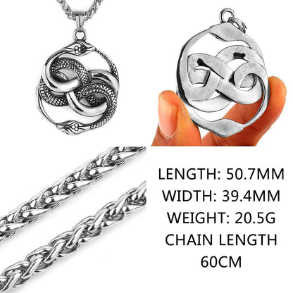 Mens Snake Pendant Necklace Set with Casual Mechanical Watch Fashion Accessory