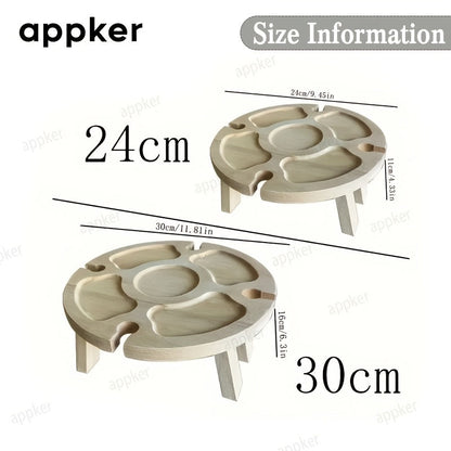 Appker Round Folding Wooden Serving Tray with Legs