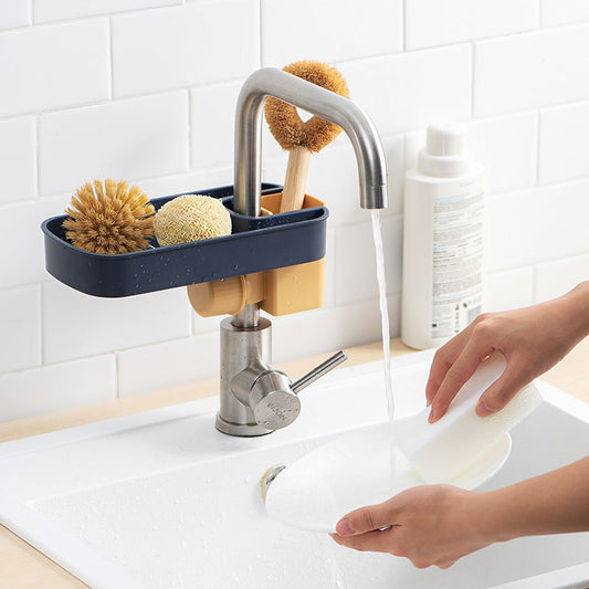Sink Shelf Soap Sponge Drain Rack Storage Basket | Kitchen Essentials | Kitchen + Metal