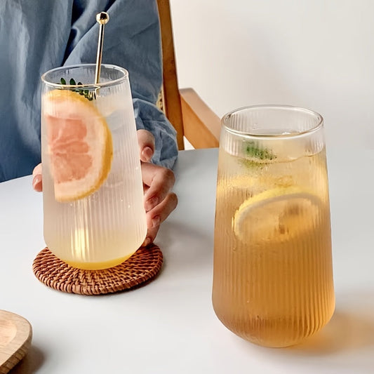 Visually Appealing Striped Glass Cup - High Borosilicate, Reusable &