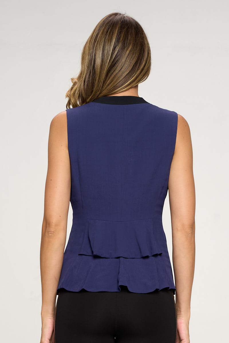 Sleeveless Single-Button Blazer Vest with Contrast Lapel | Apparel | Kitchen + Metal