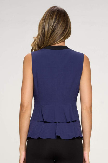 Sleeveless Single-Button Blazer Vest with Contrast Lapel | Apparel | Kitchen + Metal