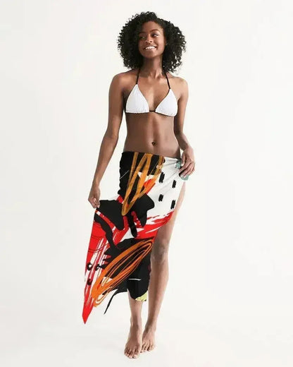 Sheer Circular Multicolor Red Swimsuit Cover Up