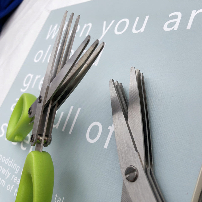 Multifunctional Multi-layer Green Onion Scissors Stainless Steel Onion | Kitchen Accessories | Kitchen + Metal