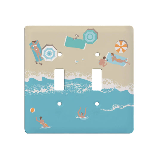 Beach Bound Ceramic Double Switch Wall Floater Plate