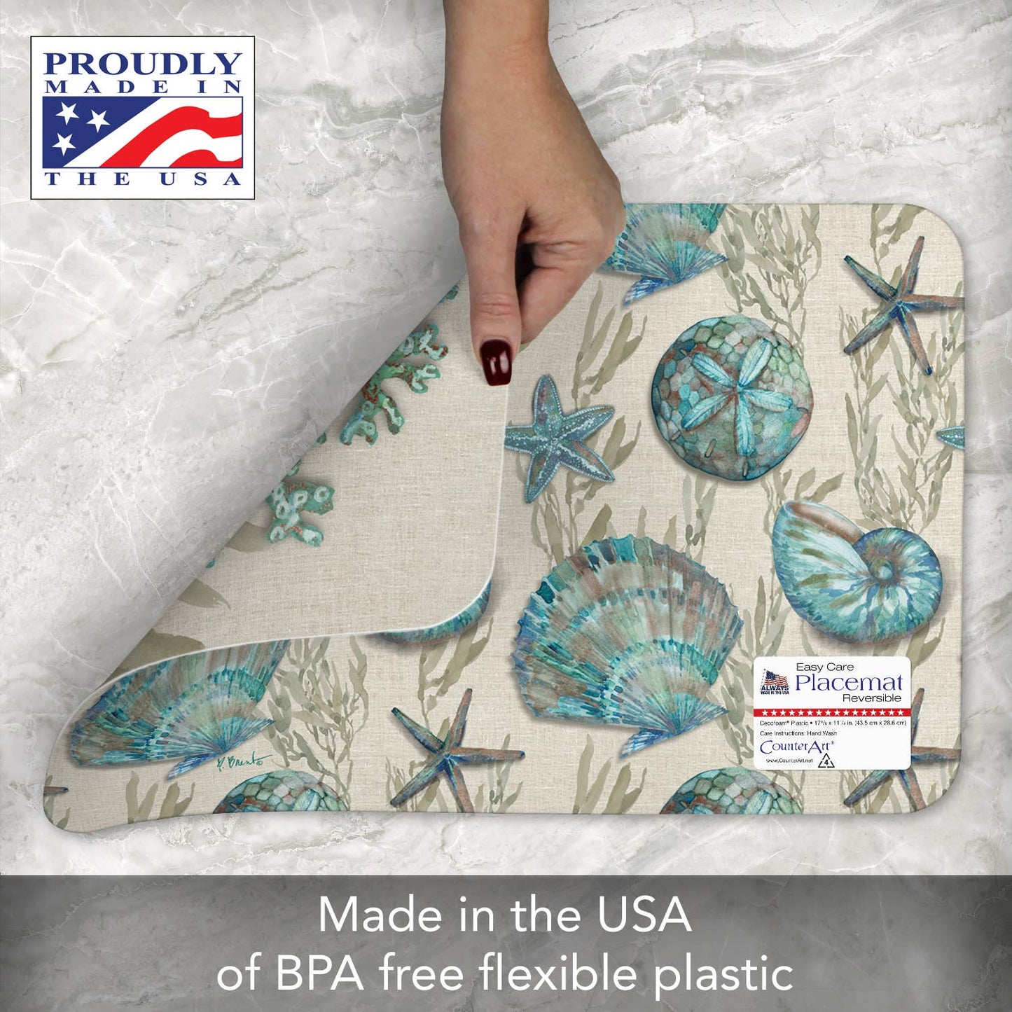 Beach Shells Reversible Rectangular Plastic Placemat