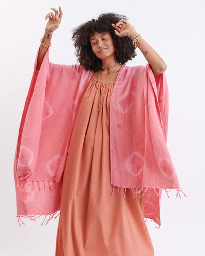 Beach Wrap - Pink or Bright Blue Shibori