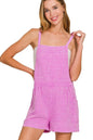 Zenana Washed Double Gauze Tie Back Rompers