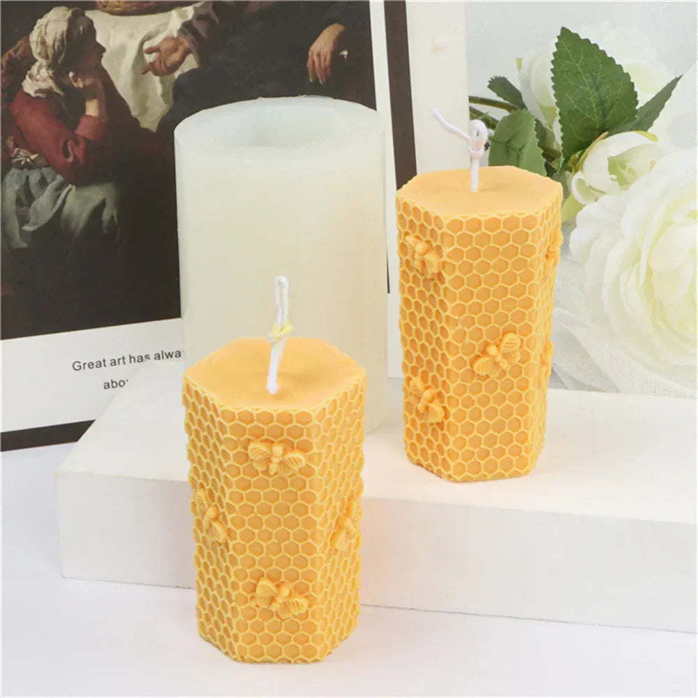 3D Honeycomb Beeswax Aromatherapy Handmade Candle With Mold