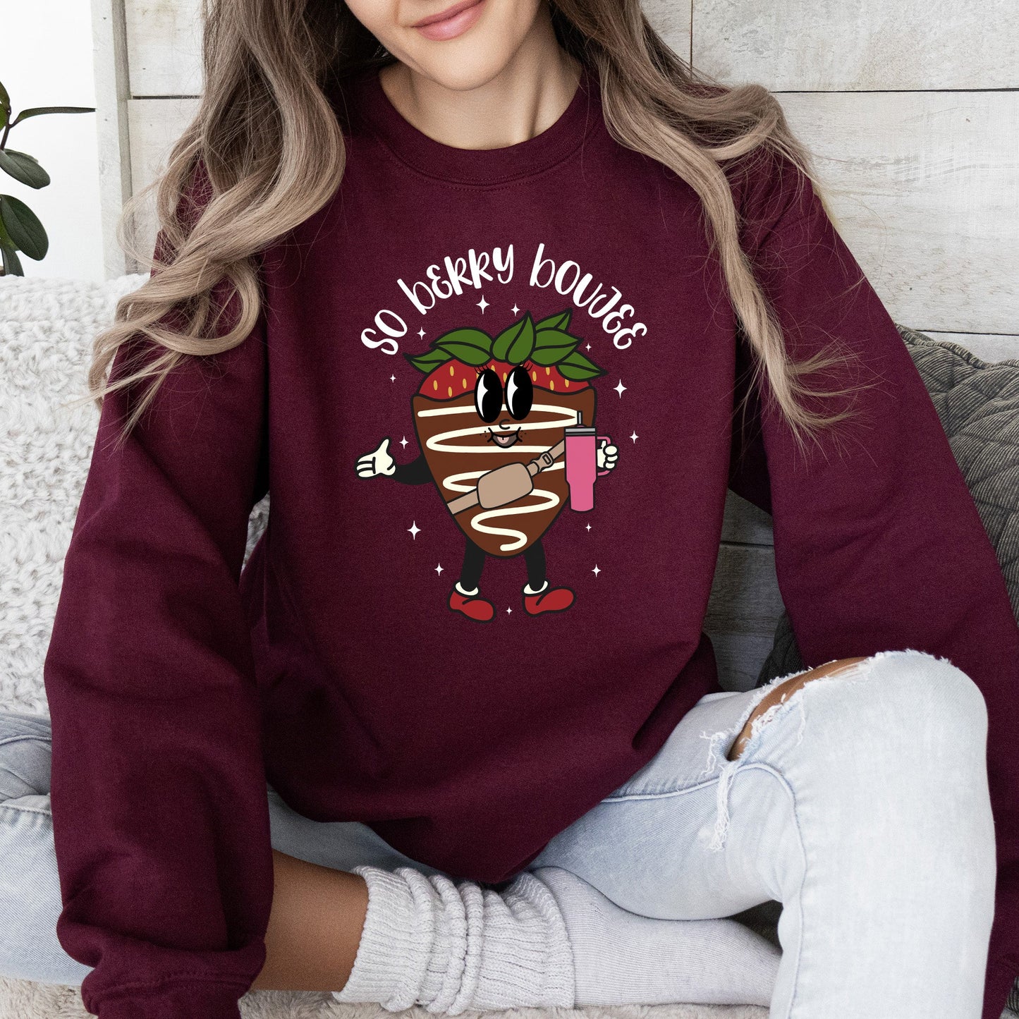 So Berry Boujee, Chocolate Strawberry, Bougie, Sweatshirt, Valentine's Day