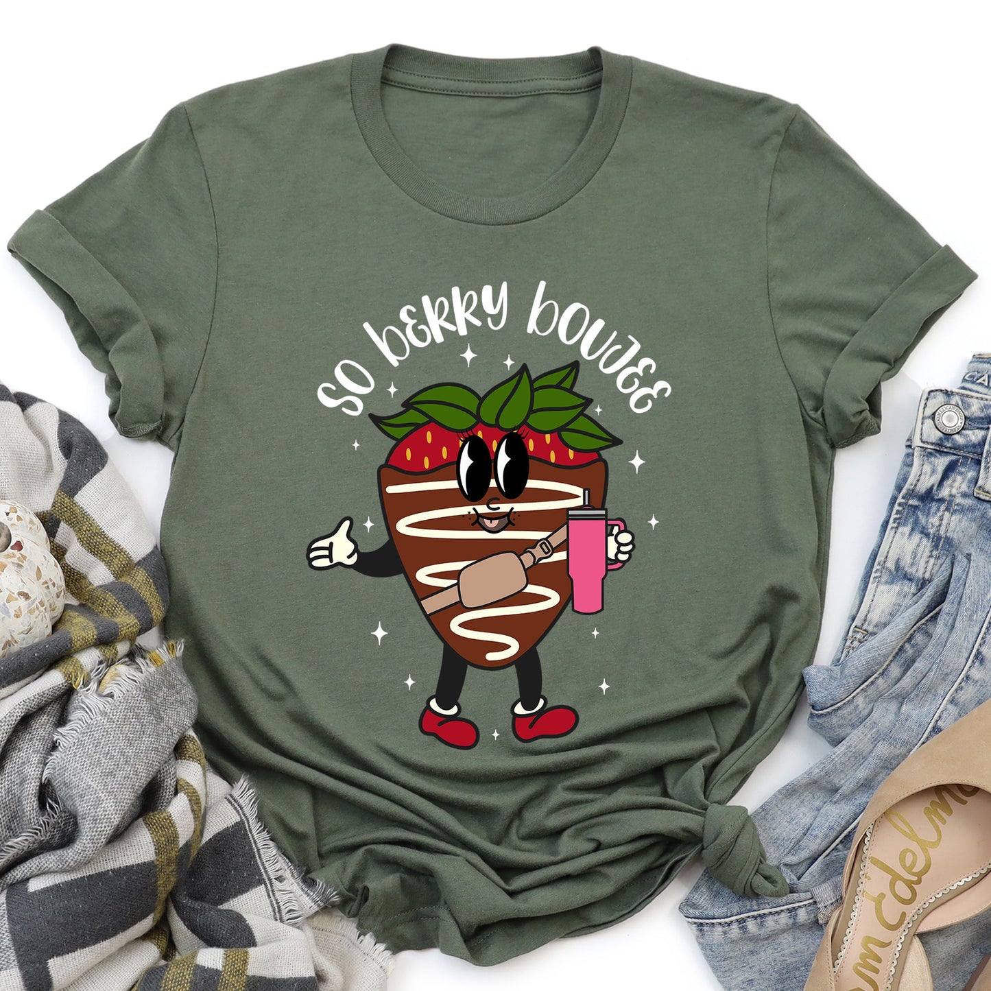 So Berry Boujee, Chocolate Strawberry, Bougie, Super Soft Tshirt, Valentine's Day