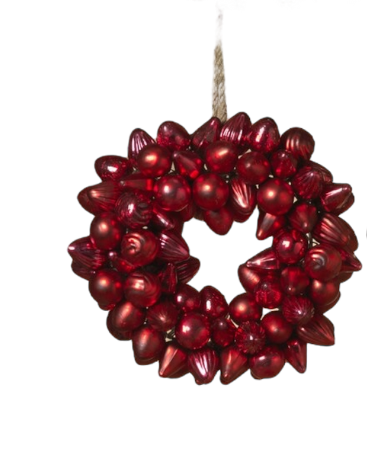 Handblown  Red Glass Ornament Wreath