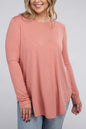 ZENANA Plus Long Sleeve Round Neck Round Hem Top