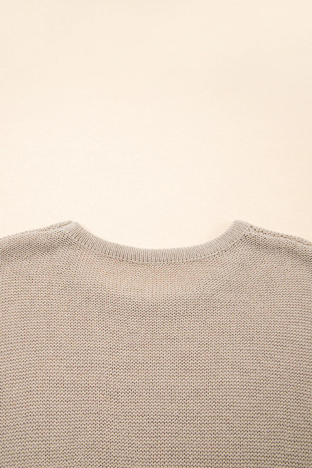 Beige Shiny Plain Short Sleeve Knit Top