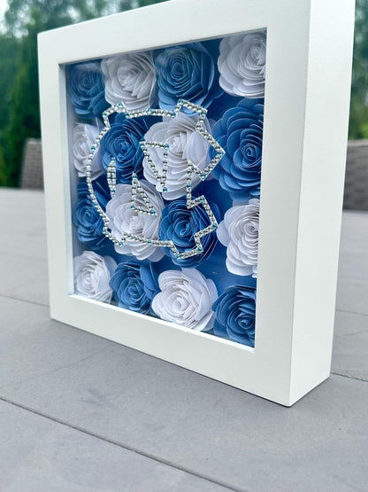 Fully Customizable: Blinged out Logo Flower Shadow Box *College Logo *Graduation Gift *Bed Party Decor *College Acceptance *High School Grad  *College Commitment