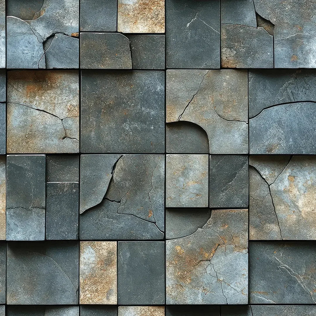 Fractured Slate Block Mosaic