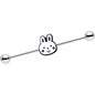 14G White Bunny Rabbit Head Industrial Barbell 38mm