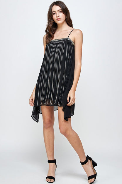 Flowy Sleeveless Mini Dress with Metallic Accents | Apparel | Kitchen + Metal