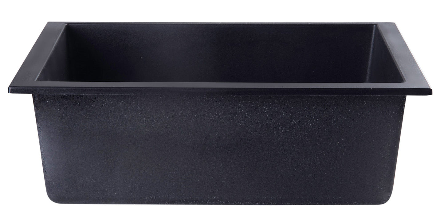 ALFI brand AB2420UM 24" Undermount Single Bowl Granite Composite Kitchen Sink