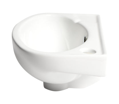 ALFI brand  ABC118 White 14" Small Wall Mounted Ceramic Sink with Faucet Hole