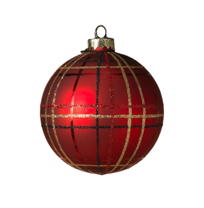 100mm Plaid Ball Ornament -